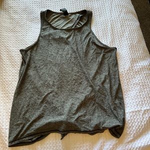 Dark gray, athletic tie, back tank, yoga licious